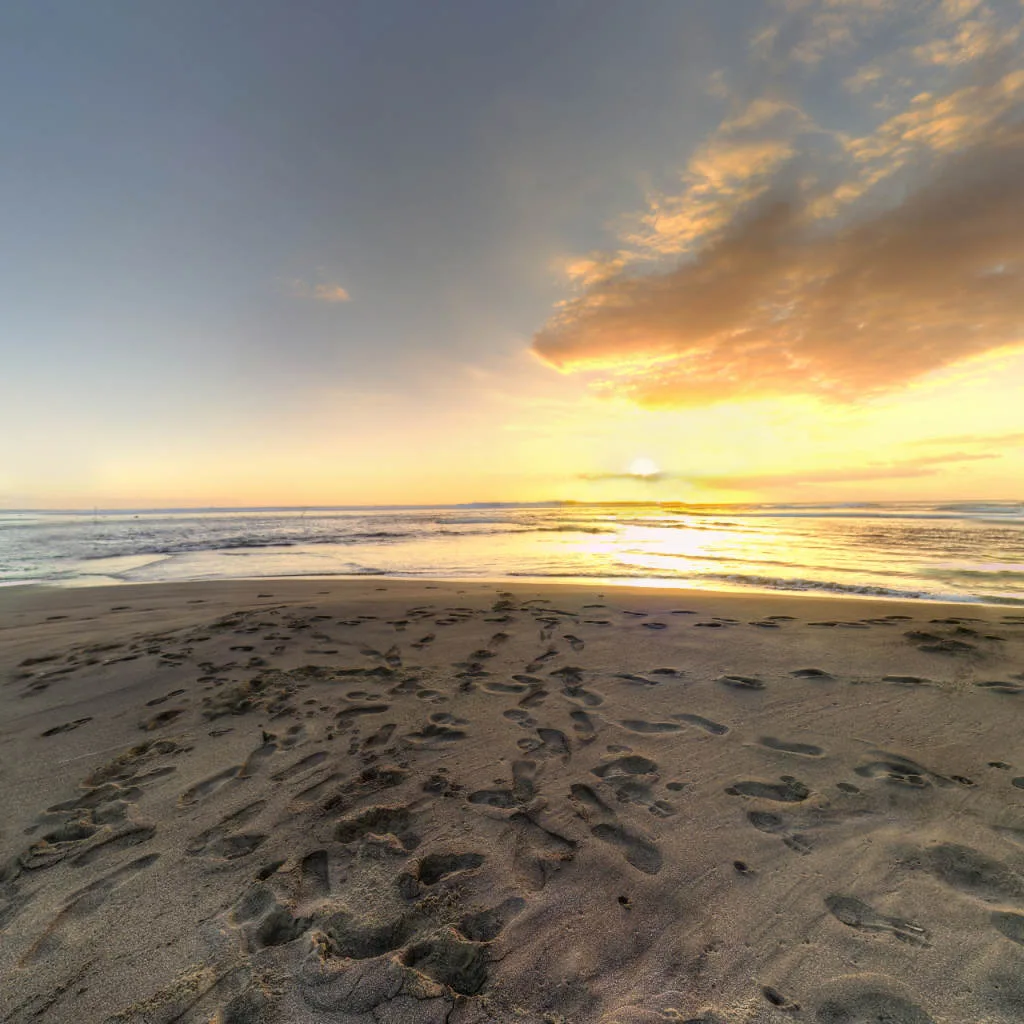 Vue du panorama : Coucher de soleil sur la pointe